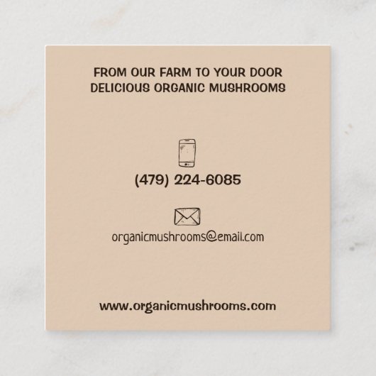 Bio Pilzlieferungen, Bauernplatz Quadratische Visitenkarte (Rückseite)