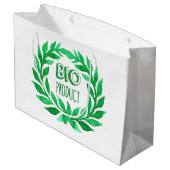 Bio-Produkt Grüne Aquarellfarm Frische Lebensmitte Große Geschenktüte (Rückseite Schrägansicht)