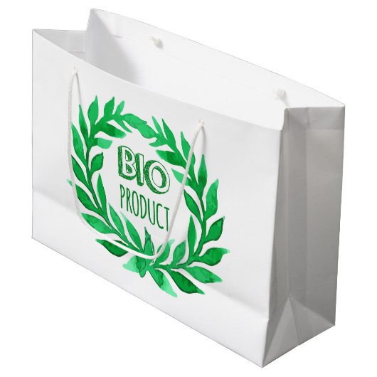 Bio-Produkt Grüne Aquarellfarm Frische Lebensmitte Große Geschenktüte (Vorderseite Schrägansicht)