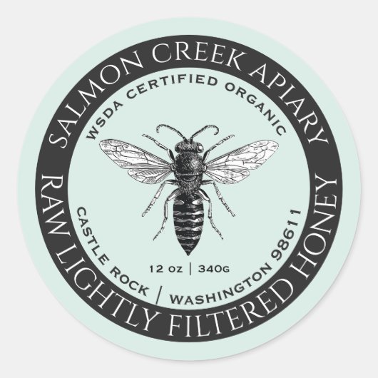 Bio Queen Bee Raw Honey Label Runder Aufkleber (Vorderseite)