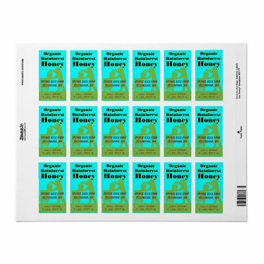 Bio Rainforest Honig Custom Beekeeper Adressaufkleber (Vorne)