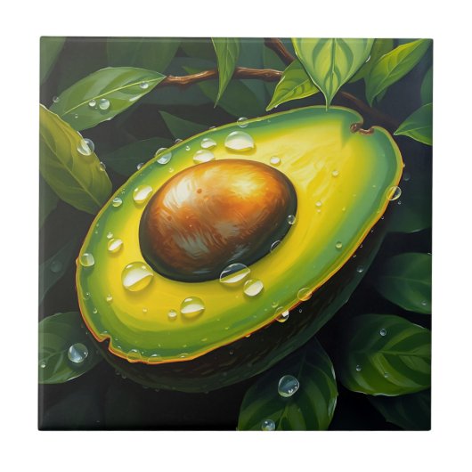 Bio Raingrown Avocado mit Dewdrops Fliese (Vorderseite)