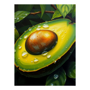 Bio Raingrown Avocado mit Dewdrops Poster