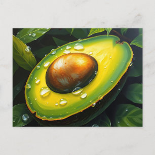 Bio Raingrown Avocado mit Dewdrops Postkarte