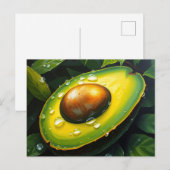 Bio Raingrown Avocado mit Dewdrops Postkarte (Vorne/Hinten)