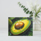 Bio Raingrown Avocado mit Dewdrops Postkarte (Stehend Vorderseite)