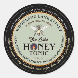 Bio Raw Fire Cider Honey Thai Chili Queen Bee Runder Aufkleber