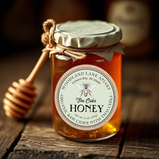 Bio Raw Fire Cider Honey Thai Chili Queen Bee Runder Aufkleber
