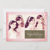 Bio Rosa Grunge 2 Foto Feiertagskarte (Vorderseite)