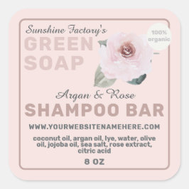 Bio Rose Argan Soap Shampoo Bar Pastel Pink Quadratischer Aufkleber