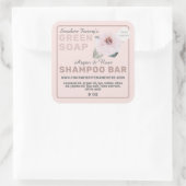 Bio Rose Argan Soap Shampoo Bar Pastel Pink Quadratischer Aufkleber (Tasche)