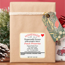 Bio Rotes Orange Peach Konservierungsstoff Quadratischer Aufkleber