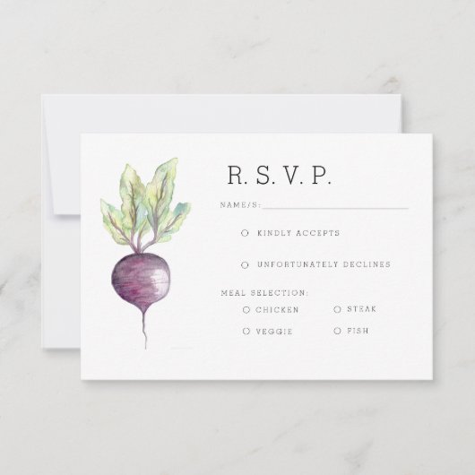Bio Rübe |Veggie Watercolor UAWG RSVP Karte (Vorderseite)