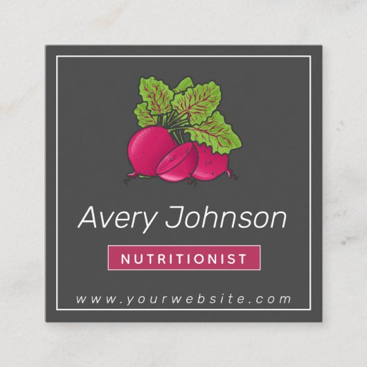 Bio Rüben Ernährung gesunde Ernährung Grau Quadratische Visitenkarte (Vorderseite)