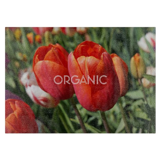BIO Schneidplatten Red Tulips Blume Schneidebrett (Vorderseite)
