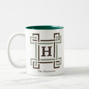 Bio-Schokoladen-Schwarzsalbei-Familien-Monogramm Zweifarbige Tasse