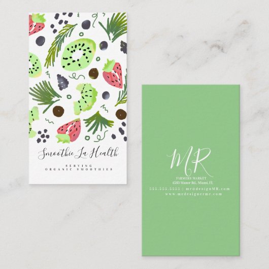 Bio Smoothies Obststgetränke Milchshakes Visitenkarte (Vorne/Hinten)
