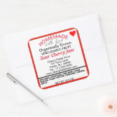 Bio Sour Cherry Jam Canning Name Quadratischer Aufkleber (Umschlag)