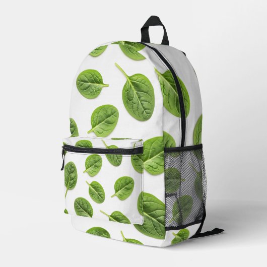 Bio Spinatleaf Nahtloses Muster Bedruckter Rucksack (Rückseitige Ecke Rechts)