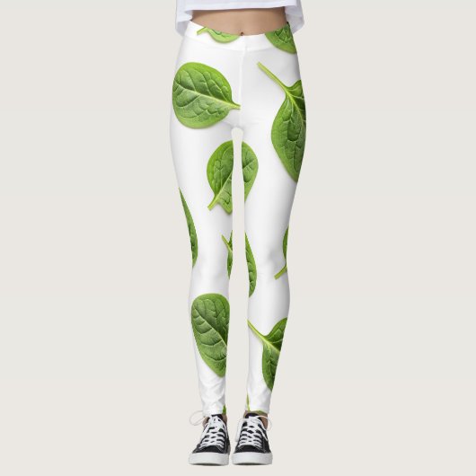 Bio Spinatleaf Nahtloses Muster Leggings (Vorderseite)