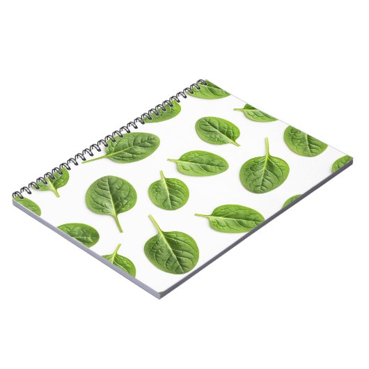 Bio Spinatleaf Nahtloses Muster Notizblock (Linke Seite)