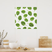 Bio Spinatleaf Nahtloses Muster Poster (Küche)