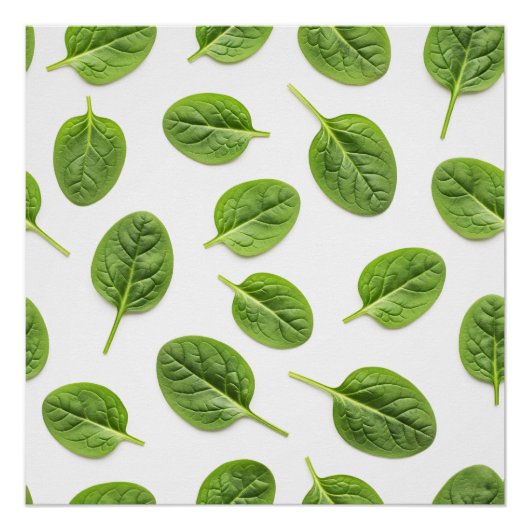 Bio Spinatleaf Nahtloses Muster Poster (Vorderseite)
