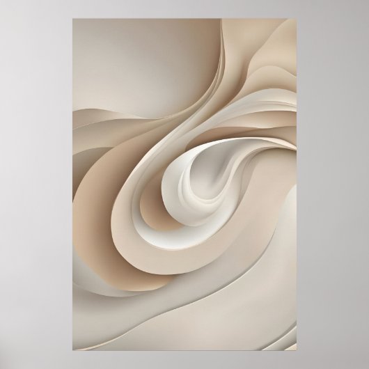 "Bio Swirl" | Beige Abstrakt Art Poster (Vorne)