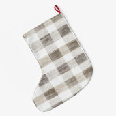 Bio Tan Cream Weiße Karierte Bordeaux Streifen Großer Weihnachtsstrumpf (Rückseite (Hängend))