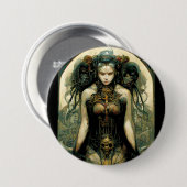 Bio Tech Woman Fantasy Sci-Fi Button (Vorne & Hinten)