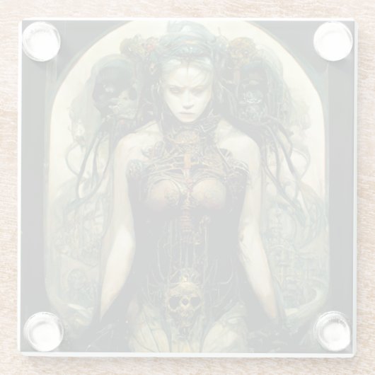 Bio Tech Woman Fantasy Sci-Fi Glasuntersetzer (Rückseite)