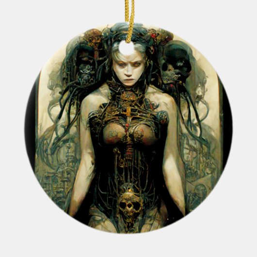 Bio Tech Woman Fantasy Sci-Fi Keramik Ornament (Vorne)