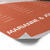 Bio Terracotta Blue Wedding Chart Poster (Ecke)