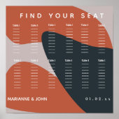 Bio Terracotta Blue Wedding Chart Poster (Vorne)