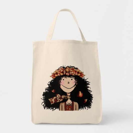 Bio Tote Tasche, Herbstmädchen Tragetasche (Vorne)