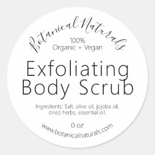 Bio, Vegane, handgefertigte Body-Scrub-Labels Runder Aufkleber