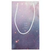 Bio violette Himmelsstars orion nebula EDITABLE Kleine Geschenktüte (Rückseite)