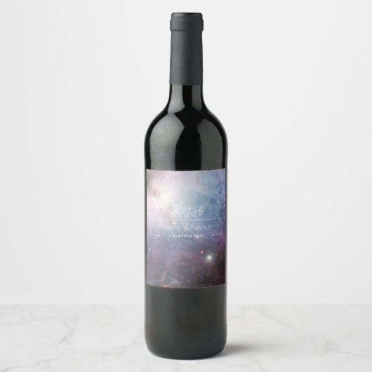 Bio violette Himmelsstars orion nebula EDITABLE Weinetikett (Vorderseite)