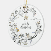 Bio Vogel Frohe Weihnachts-Custom-Text Keramik Ornament (Links)