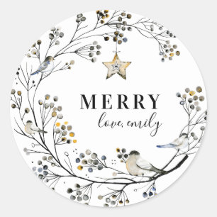 Bio-Vogel-Weihnachten-Feiertags-Rund-Aufkleber Runder Aufkleber