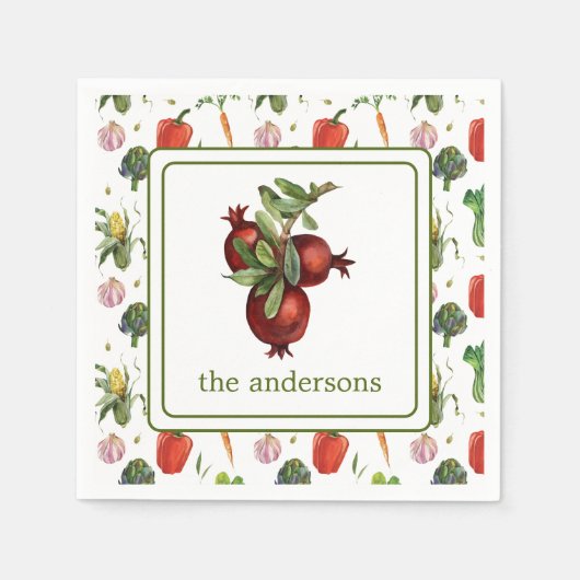 Bio Wasserfarbstoff-Granatapfel Serviette (Vorderseite)