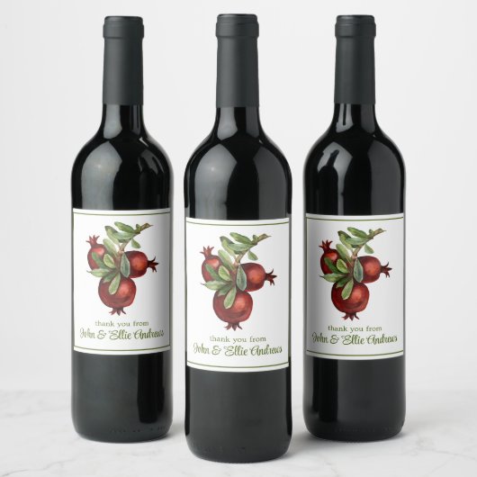 Bio Wasserfarbstoff-Granatapfel Weinetikett (Flaschen)