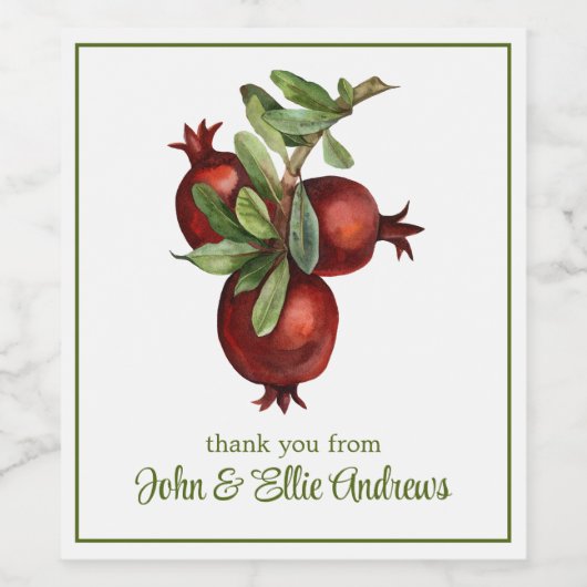 Bio Wasserfarbstoff-Granatapfel Weinetikett (Einzelnes Label)