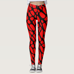 Bio Webmuster in Rot und Schwarz-Gotik Leggings