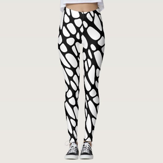 Bio Webmuster Schwarz/Weiß Leggings (Vorderseite)