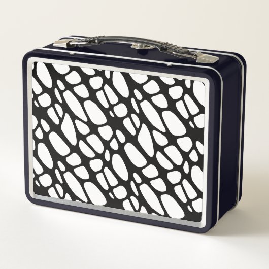 Bio Webmuster Schwarz/Weiß Metall Brotdose (Rückseite)