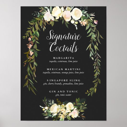 Bio WEDD Floral Signature Cocktail Zeichen Poster (Vorne)
