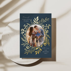 Bio Winter Botanicals Oval Foto Form Marine Folien Feiertagskarte