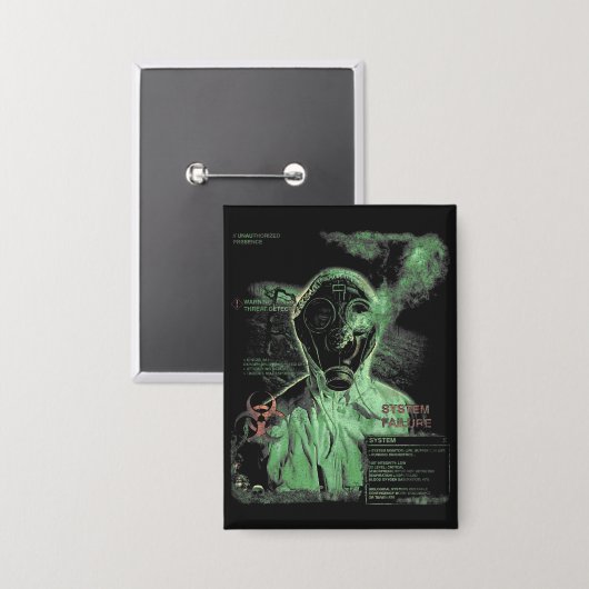 Bioabfall - Techno-Dystopian Streetwear Design Button (Vorderseite/Rückseite)