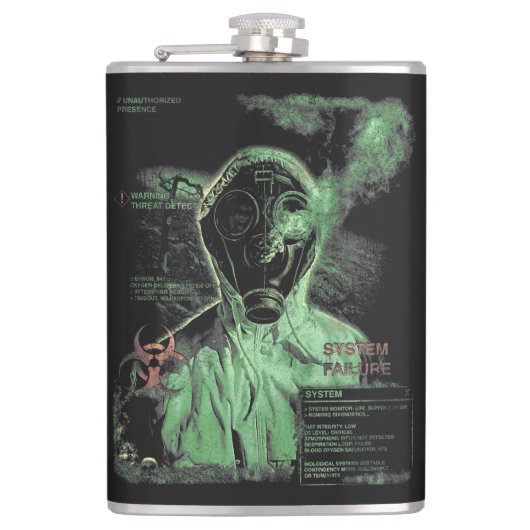 Bioabfall - Techno-Dystopian Streetwear Design Flachmann (Vorderseite)